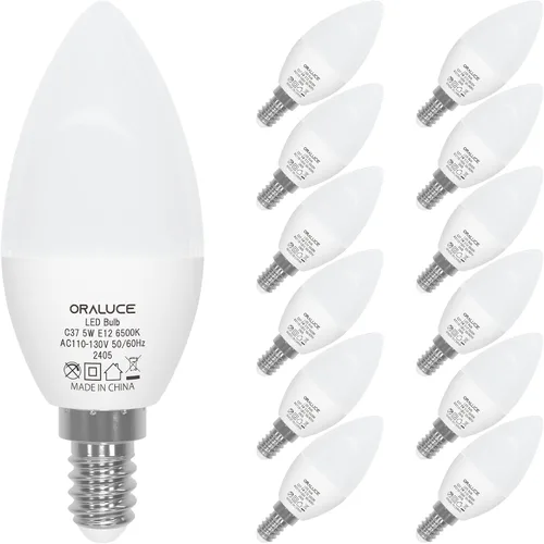 Miniatura 11 de ORALUCE Bombillas LED E12 para candelabro, equivalente a 40 W, bombillas de araña blancas frías de 6500 K no regulables, bombilla tipo B