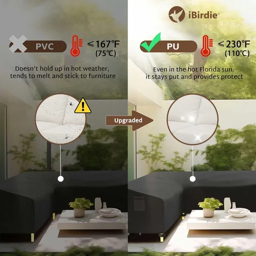 Miniatura 5 de iBirdie Funda para sofá modular de exterior, para 85 x 85 pulgadas, 84 x 84, 83 x 83, 82 x 82, en forma de L, para sofá de patio, impermeable, a