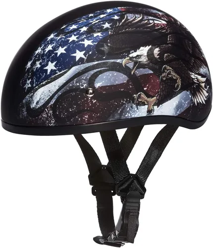 Miniatura 25 de Daytona Helmets - Medio casco de motocicleta con diseño de calavera y huesos cruzados – Aprobado DOT [Gráficos]
