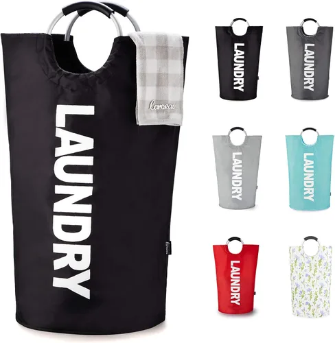 Miniatura 9 de Caroeas Cesta de Ropa de 90L (13 Colores), Cesta de Ropa Impermeable, Bolsa de Ropa con Asas Acolchadas, Cesta de Ropa, Cesta de Ropa Plegable