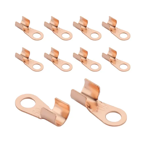 Miniatura 15 de Fielect 100 Uds. Terminales de cable de batería de alambre de cobre abierto OT-10A, terminales de anillo de crimpado, conectores de orificio