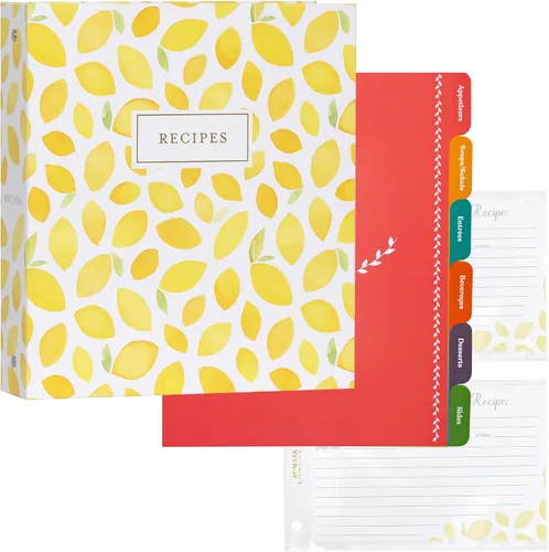 Miniatura 11 de Jot & Mark - Organizador de recetas con 3 anillos (Cosecha otoñal) 50 tarjetas de recetas de 4 x 6, separadores de página completa y protectores