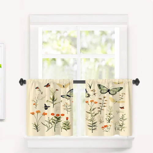 Miniatura 51 de Cortinas opacas de cocina con pintura al óleo de Europa rosa y negra para ventanas, cenefas opacas modernas de torre Eiffel de poliéster multicapa