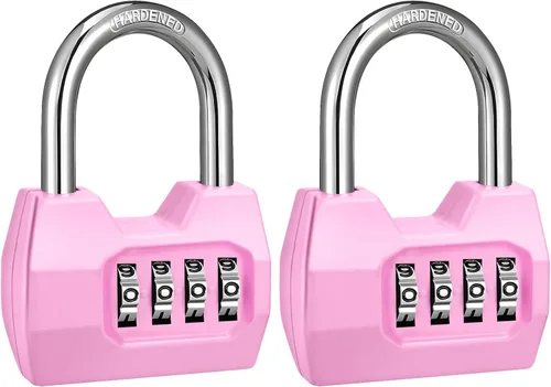 Miniatura 30 de 1 Paquete disecu Candado de Combinación de 4 Dígitos, Impermeable para Exteriores, para Casillero de Gimnasio Escolar, Cerca, Portón, Cobertizo, Rosa
