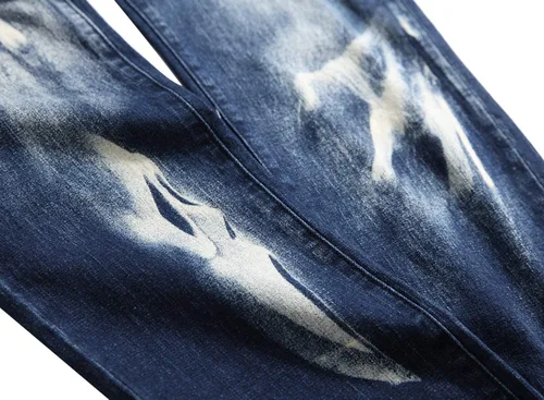 Miniatura 129 de Baylvn - Pantalones de mezclilla entallados y estampados para hombre con corte recto