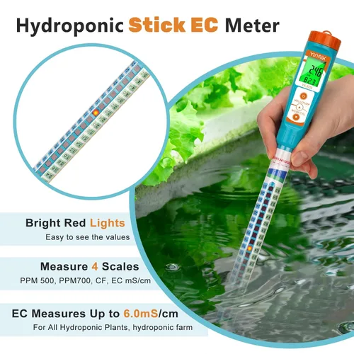 Miniatura 4 de Truncheon EC PPM Medidor de nutrientes para hidropónico, barra de comprobador de conductividad para cultivo hidropónico PPM herramienta de medición