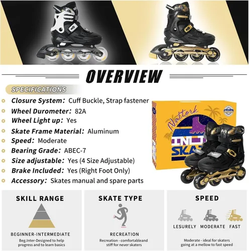 Miniatura 5 de Nattork Patines en línea ajustables para niños con ruedas iluminadas para niños y niñas - Decoraciones de autos de carreras geniales para interiores