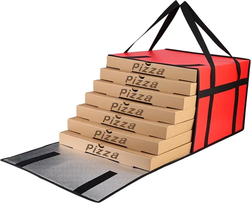 Miniatura 21 de Bodaon Bolsas de pizza para entrega, bolsa de entrega de pizza aislada para conductores de entrega, 20 x 20 x 6 pulgadas, bolsas calentadoras