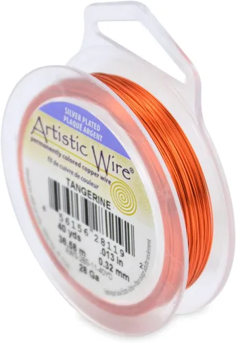 Miniatura 194 de Artistic Wire, alambre para manualidades de calibre 22 bañado en plata, resistente a las manchas, color cobre, blanco, 9,1 m
