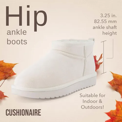 Miniatura 57 de CUSHIONAIRE, Hip 2 - Botas de nieve de gamuza auténtica para mujer, sin cordones, con cómodo forro de piel de oveja sintética + espuma viscoelástica