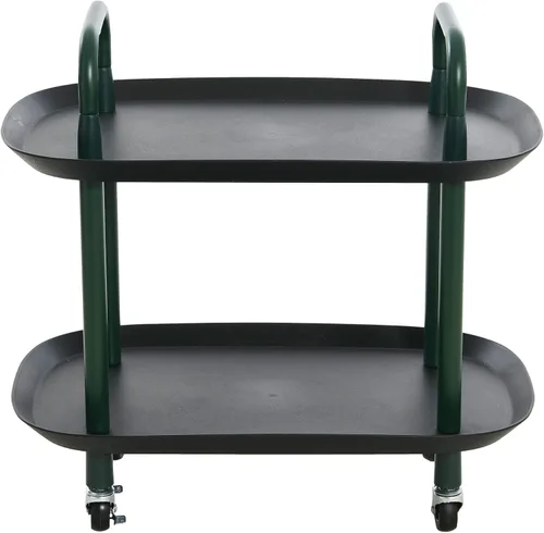 Miniatura 4 de Main + Mesa Carrito moderno de plástico y metal de 2 niveles, negro y verde oscuro