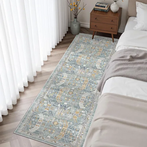 Miniatura 951 de Madane Tapete lavable de 2 x 10 pies para pasillo, cocina, recibidor, clásico, suave, antideslizante para interiores, casa de campo, baño, sala