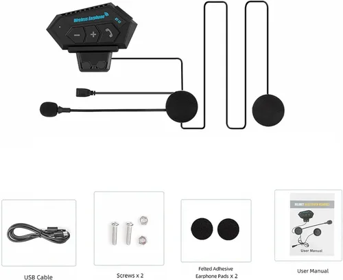 Miniatura 7 de Auriculares para Casco de Motocicleta Headset Estéreo Bluetooth Auriculares Inalámbricos Manos Libres Micrófono Auriculares Reproductor de Música