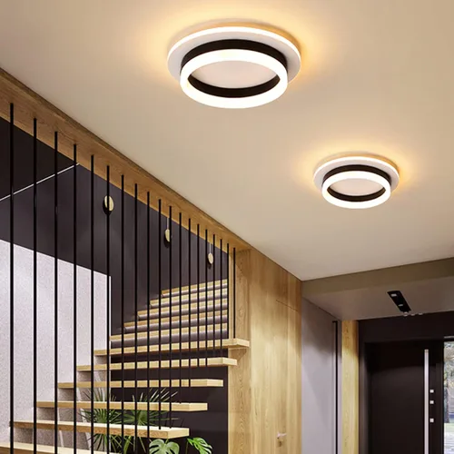 Miniatura 2 de Lámpara de techo LED redonda moderna de montaje empotrado, lámpara de techo LED de 24 W, luz de techo negra pequeña para pasillo, sala de comedor