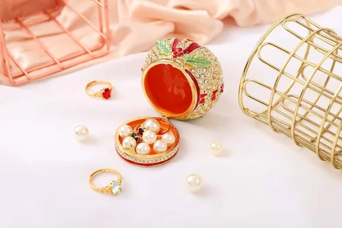 Miniatura 13 de QIFU Pintado a mano esmaltado estilo corona azul decorativo con bisagras joyería baratija caja regalo único para decoración del hogar