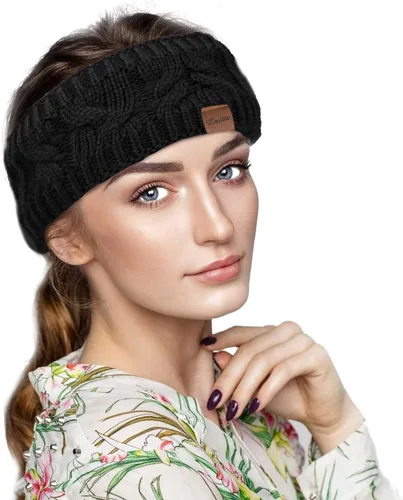 Miniatura 5 de Loritta Diademas para mujer con forro polar de punto trenzado cálido y mullido para invierno