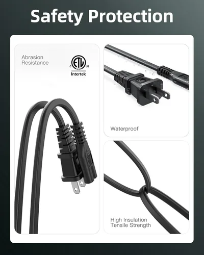 Miniatura 6 de Superer - Cable de carga de CA de 2 clavijas para JBL Partybox 310 110, 320 120 1000 710 100 300 On-The-Go, apto para ONN 100008736 Fuente