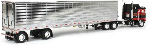Miniatura 3 de DCP 1/64 Rojo y Negro Kenworth K100 Aerodyne Marco Largo con Remolque Frigorífico Cromo, por First Gear, 60-1556