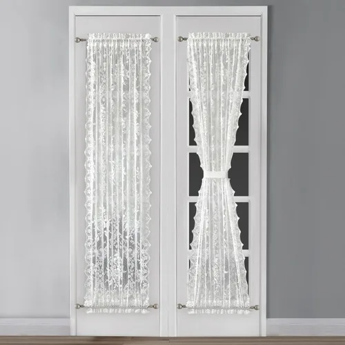 Miniatura 5 de Warm Home Designs Cortinas negras para puerta francesa. El par de cortinas de encaje con rosas inglesas viene con 2 alzapaños gratis. Las cortinas