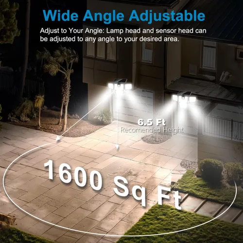 Miniatura 3 de AmeriTop Luces Solares para Exteriores, Paquete de 2 Luces LED de Alto Brillo Inalámbricas con Sensor de Movimiento Solar; 4 Cabezales Ajustables