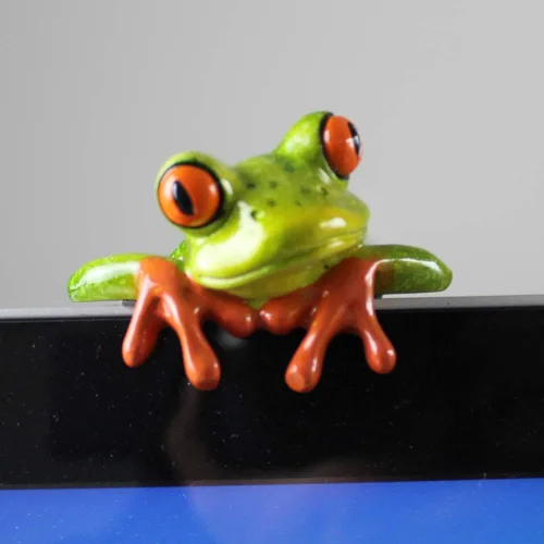 Miniatura 4 de 2 piezas de decoración de ranas de resina, adorable y divertida figura de rana 3D, regalo creativo de figura de animal, escritorio de oficina