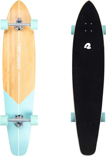 Retrospec Zed Pintail & Cruiser Longboard Patineta para Adultos - Tabla de 112 cm de bambú y arce canadiense con rodamientos ABEC-7, ruedas de