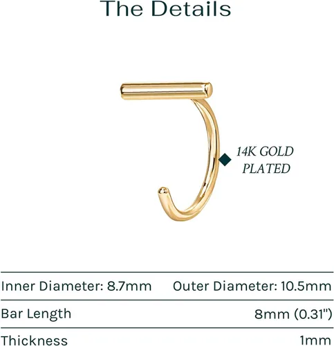 Miniatura 3 de PAVOI Aretes de aro de plata de ley 925, hipoalergénicos, minimalistas, para cartílago