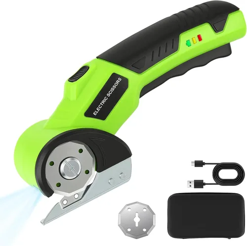 Cortador de cartón inalámbrico con bloqueo de seguridad y LED, recargable de 4 V, hoja adicional incluida, cortador eléctrico de cajas para cartón,