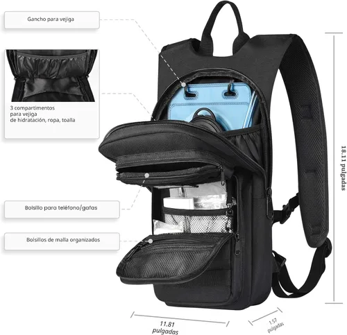 Miniatura 5 de NOOLA Mochila de hidratación con vejiga de agua de TPU de 3 L, mochila táctica de agua Molle para hombres y mujeres, paquete de hidratación