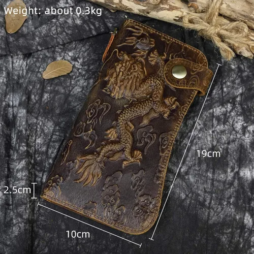 Miniatura 2 de LUUFAN Cartera larga de cuero genuino para hombre tarjetero con bolsillo para monedas