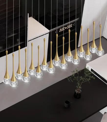 Miniatura 8 de 16 Luces Moderna Lámpara de Techo de Cristal Glam para Techo Alto, Lámpara Colgante LED Regulable para Escalera, Vestíbulo, Entrada, Sala de Estar