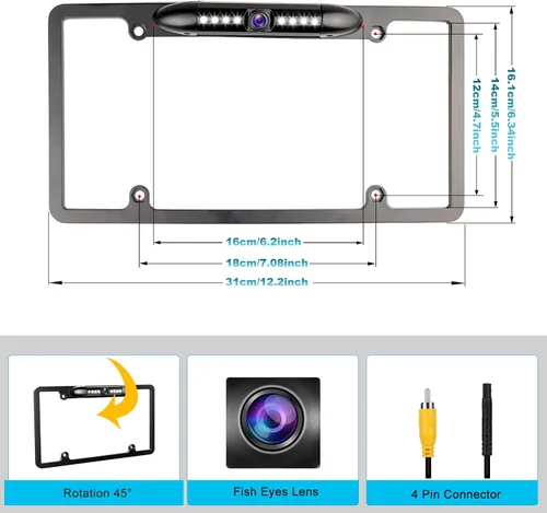 Miniatura 3 de Cámara de respaldo AHD 1080P cámara de visión trasera Startlight visión nocturna, gran angular, conector RCA de 4 pines, IP69 impermeable