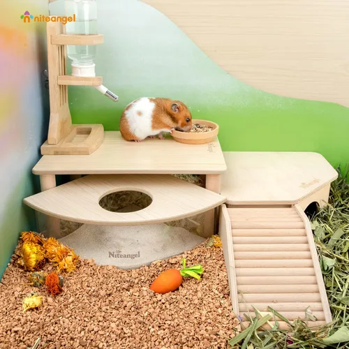 Miniatura 7 de Niteangel Plataforma de Juego de Madera para Hámsteres Enanos, Sírios, Jerbos, Ratones, Degus u Otras Mascotas Pequeñas