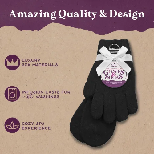 Miniatura 4 de Conjunto de calcetines y guantes hidratantes de Purple Canyon Calcetines y guantes negros y esponjosos con aloe y vitamina E para mujer Regalos