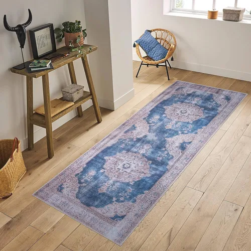 Miniatura 80 de GLN Rugs Bohemian Collection - Alfombra de felpilla lavable a máquina, bohemio vintage, antideslizante, alfombra de felpilla de pelo bajo, alfombra