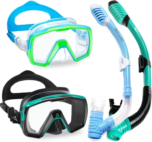 Miniatura 13 de Freela Gafas de natación para adultos con cubierta para la nariz, vidrio templado, antivaho impermeable, 180°, visión amplia transparente