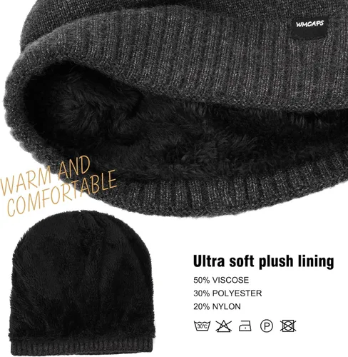 Miniatura 3 de Wmcaps Gorro de invierno para hombres y mujeres, forro polar, suave, cálido, calavera
