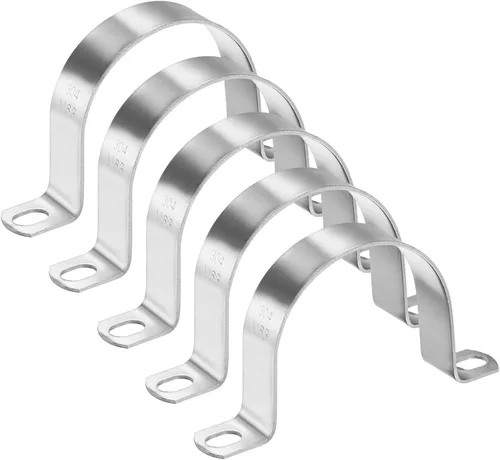 Miniatura 14 de M METERXITY Paquete de 3 abrazaderas de conducto, correa rígida de acero inoxidable 304 de 3-1/2 pulgadas M89 U con 2 agujeros
