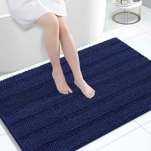 Miniatura 46 de Grandaily Alfombras de baño de felpilla a rayas de 24 x 16 pulgadas, extra gruesas y suaves, absorbentes, parte trasera de goma, alfombra de ducha