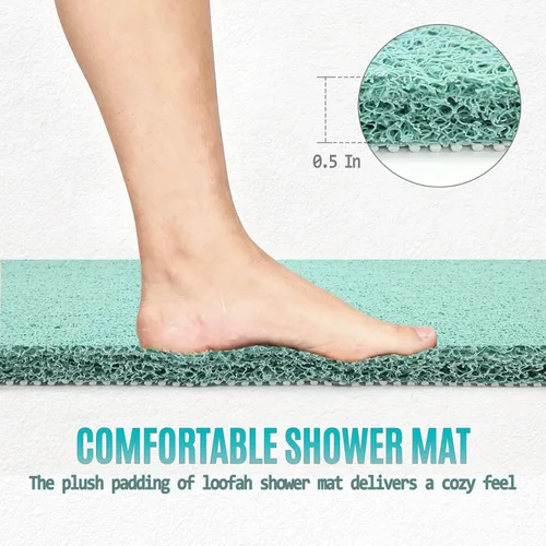 Miniatura 5 de Joyhalo Tapete de ducha antideslizante, de secado rápido, para ducha, bañera, baño, hogar, 24 x 24 pulgadas, color aguamarina