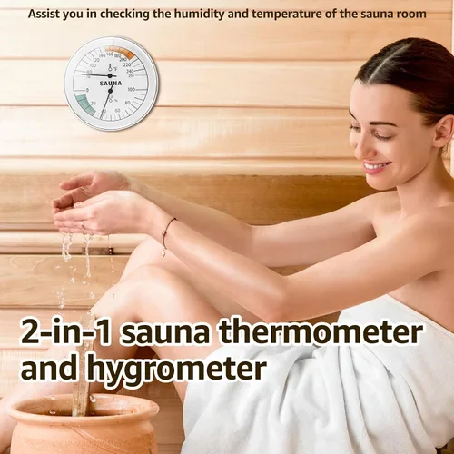 Miniatura 2 de Termómetro de sauna 2 en 1 Fahrenheit, higrómetro para sala de sauna, monitor de temperatura de humedad interior, accesorios de sauna centígrados
