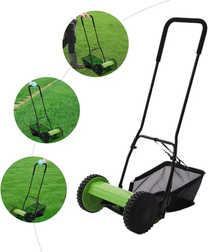 Miniatura 3 de Futchoy Cortacésped manual de 12 pulgadas con bolsa de colección de 23 litros, 5 cuchillas