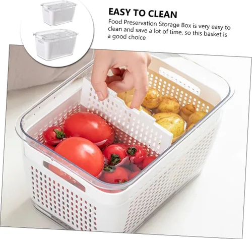 Miniatura 5 de Colador de lavado de arroz crujiente, cesta de lavado de verduras, doble capa, cuenco de lavado de verduras, bandeja de lavado de verduras, colador