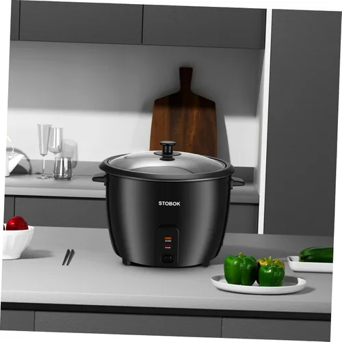 Miniatura 6 de Lurrose Arrocera eléctrica con tapa transparente, olla portátil para estofado doméstico para sopa de gachas de arroz, sopa y vaporera, enchufe