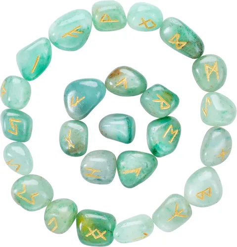 Miniatura 13 de Crocon Juego de piedras de runa oplaita con alfabeto Futhark de élder, símbolo grabado para generador de energía, equilibrio de chakras, protección