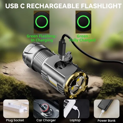 Miniatura 6 de Linterna LED mini recargable, 9000 lúmenes, linterna pequeña ultra brillante, con clip y imán, impermeable IPX6, 6 modos, adecuada para camping