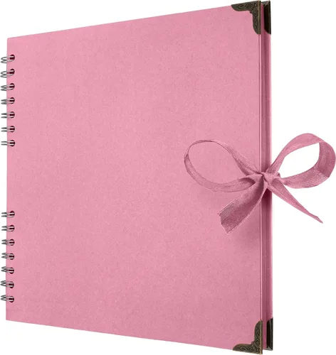 Miniatura 18 de Bstorify Álbum de recortes de 10 x 10 pulgadas, 70 páginas, protectores de esquina de papel kraft grueso azul, cierre de cinta, ideal para tus