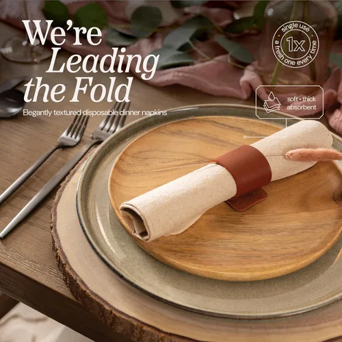 Miniatura 3 de Servilletas de papel desechables similares a tela, paquete de 200 servilletas de cena de color natural de 12 x 17 pulgadas, recicladas, para bodas