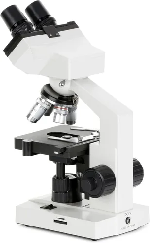 Miniatura 4 de Microscopio compuesto binocular LED lab 40X-2000X Omax con doble capa, etapa mecánica y coaxial fino/grueso, perilla de enfoque