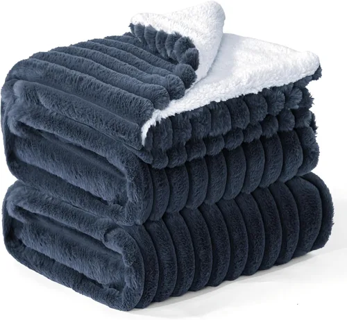 Miniatura 29 de INFIIXSO Manta de forro polar Sherpa tamaño Queen – Forro polar a rayas súper suave y cálido, acogedora manta de cama grande de felpa mullida